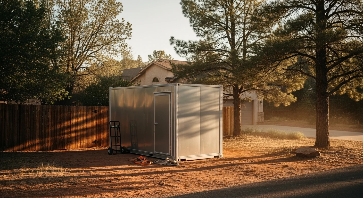 Portable storage container on residential property in Prescott, Arizona